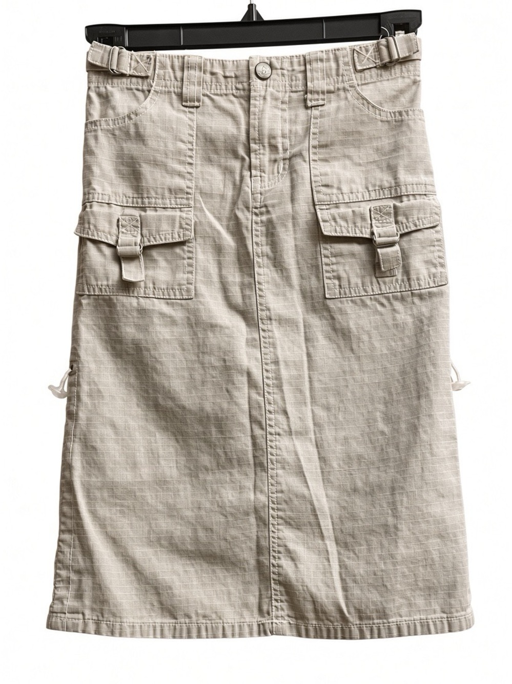 Beige Cargo Midi Skirt
